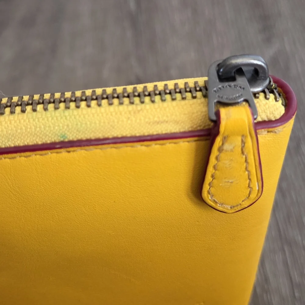 Coach Yellow Zip Wallet with Skateboarding Character - Picture 4 of 11